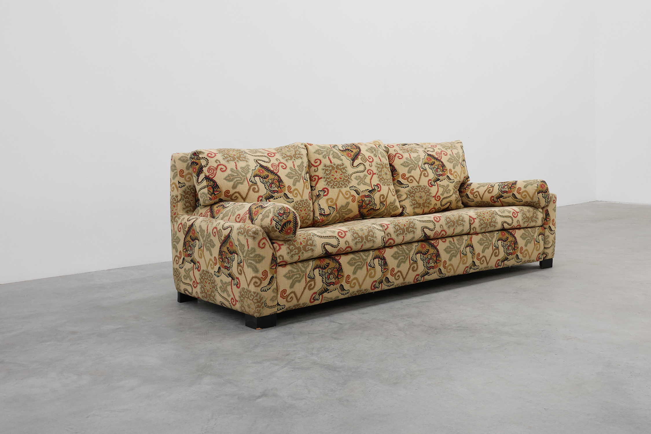 Hollywood Regency 3-seater sofa with Lion‑Motif Upholstery, Italy ca. 1990thumbnail